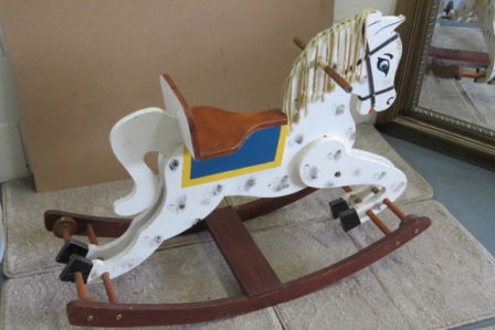 Vintage Hand Painted Wooden Rocking Horse - Bild 3 aus 3