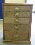 Wooden Chest Of 5 Drawers With Brass Handles - 83cm Tall