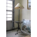 Vintage Cast Iron And Glass Occasional Table With Shade