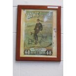 Framed & Glazed Antique Howe Bicycles & Tricycles Print - 46cm X 37cm