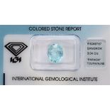 IGI Certified 3.04 ct. Neon Greenish Blue Paraiba Tourmaline - BRAZIL