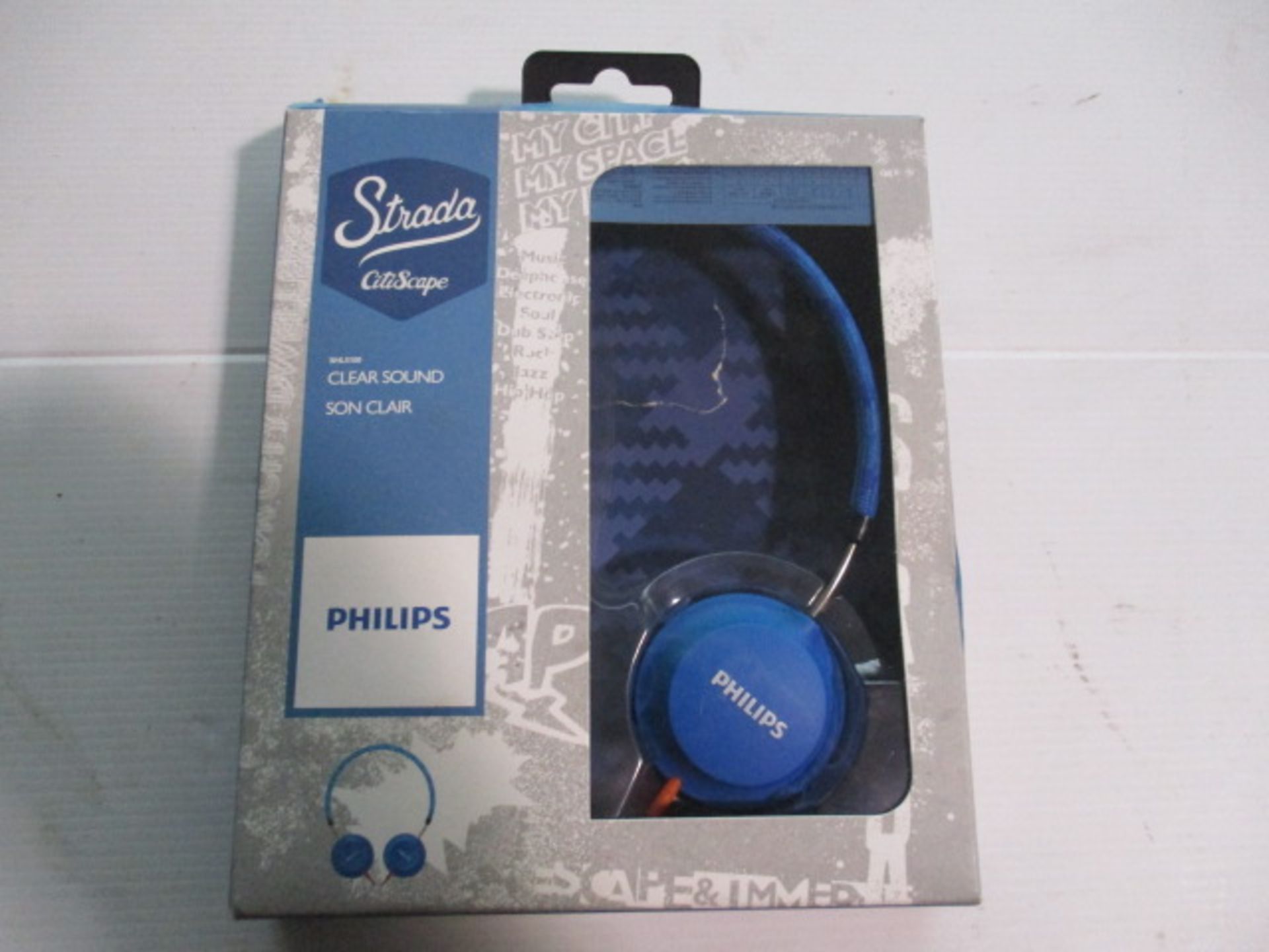 Philips Strada Cityscape Headfones in blue boxed and unchecked