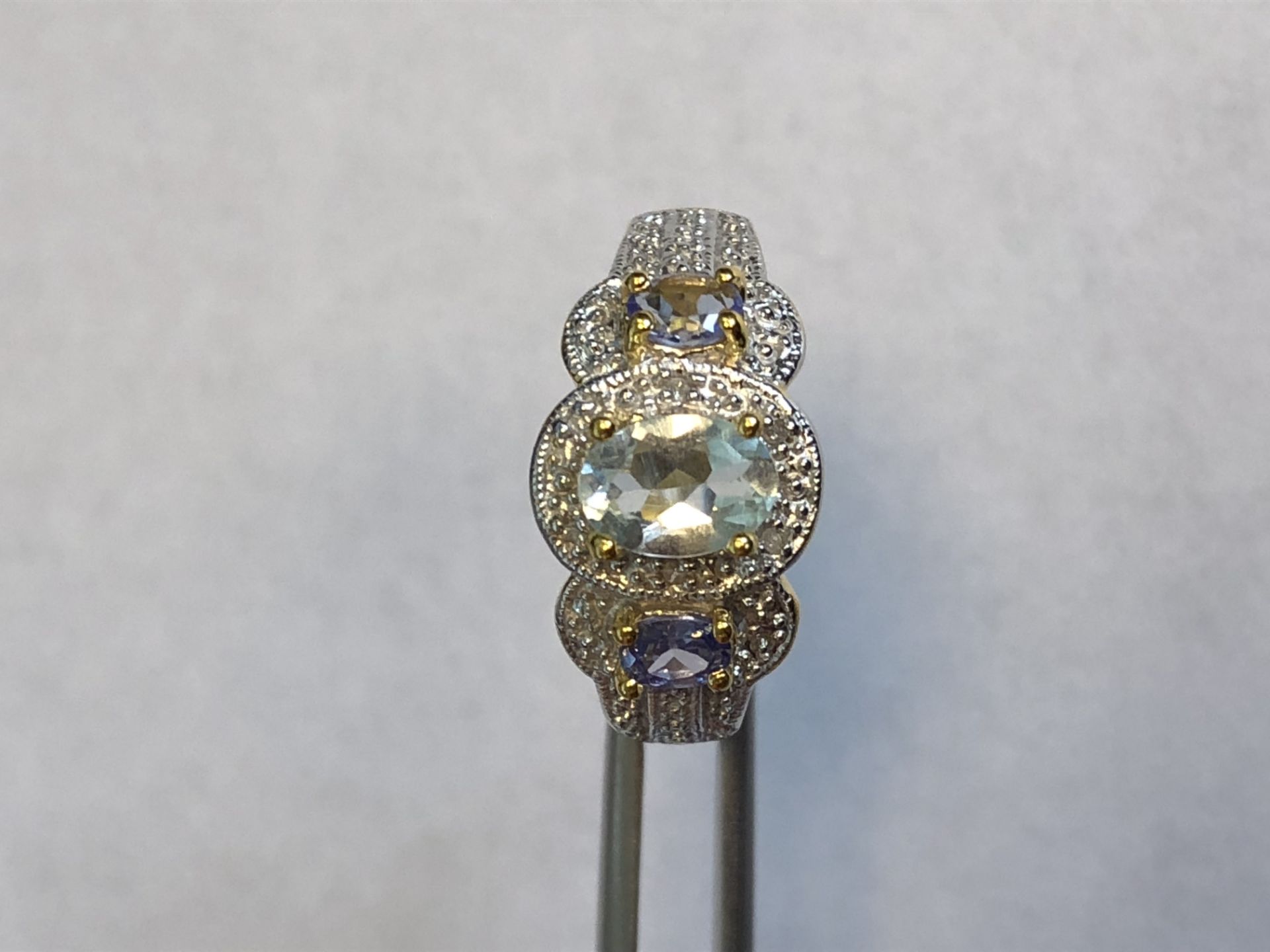 Platinum over sterling silver diamond and mixed stones ring - Image 2 of 2