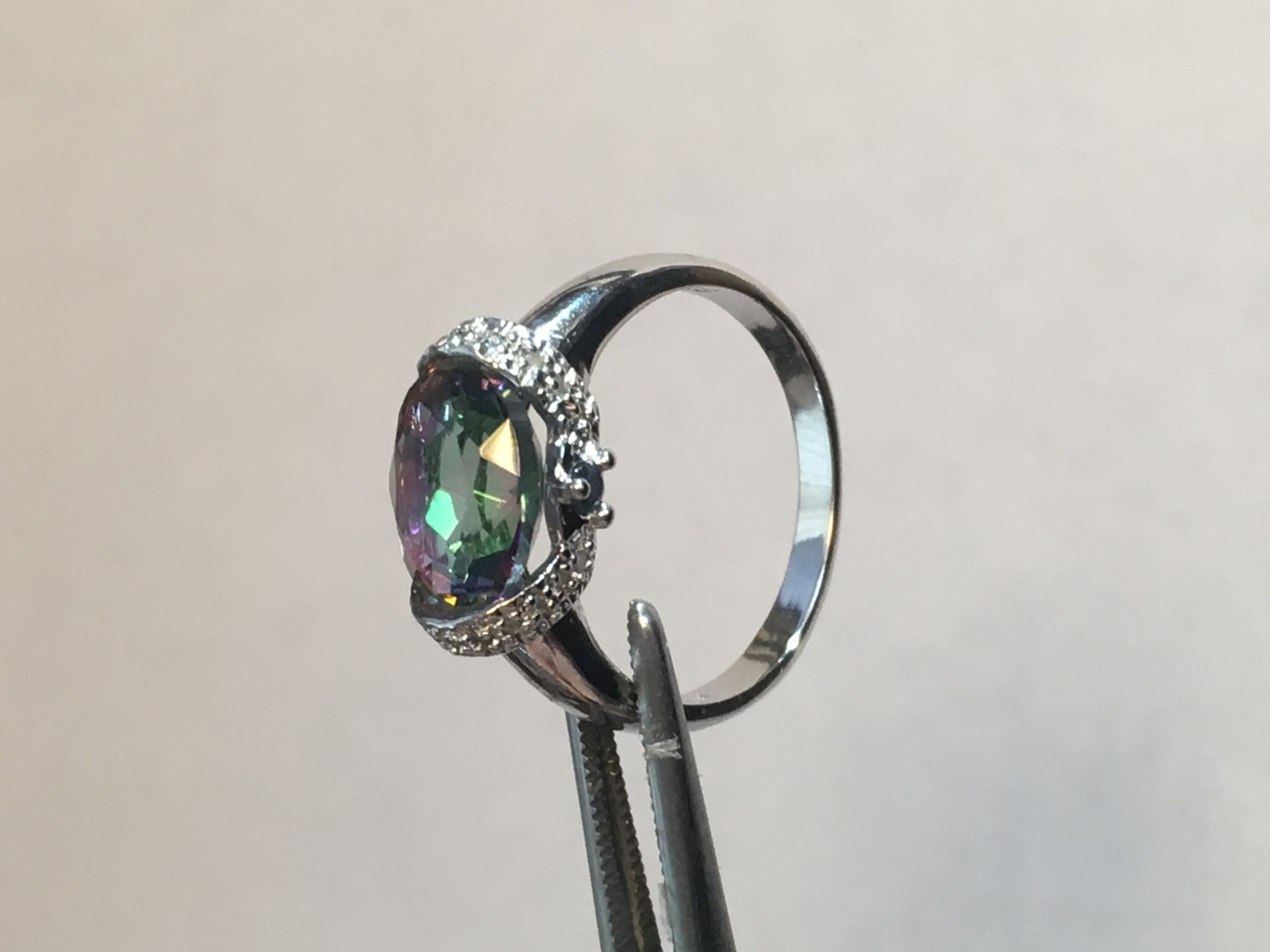 Mystic Gemstome and diamond sterling silver Ring - Image 3 of 3