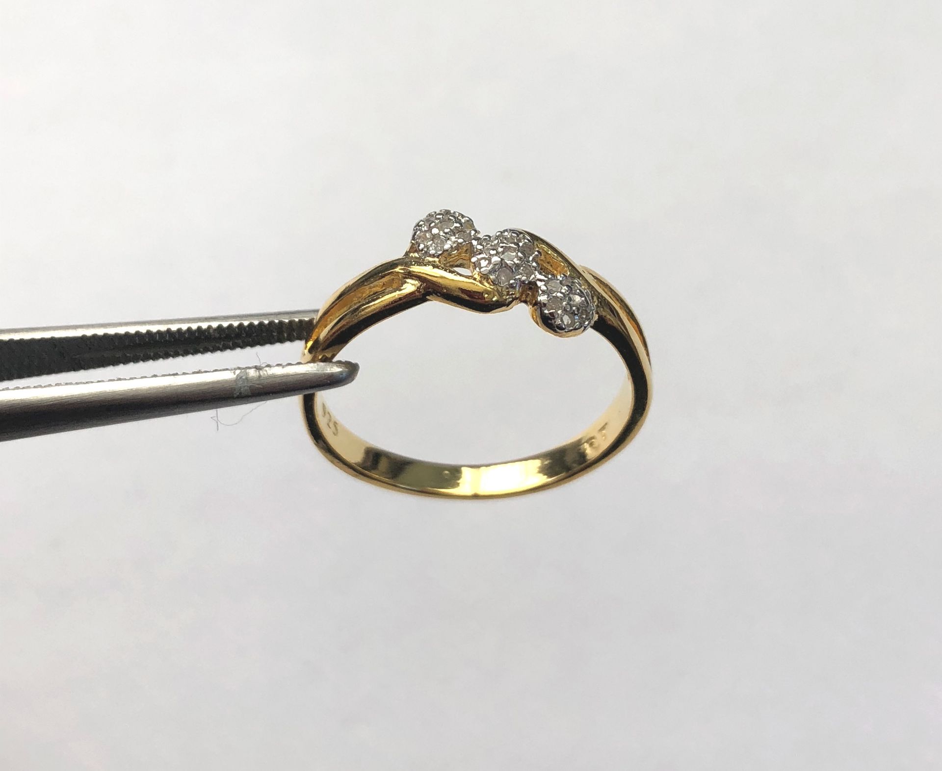 18k gold over sterling silver, diamond ring - Image 2 of 2