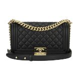 Chanel Old Medium Quilted Boy Black Lambskin