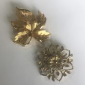 Two Vintage Sarah Coventry Goldtone Designer Costume Jewellery Brooches