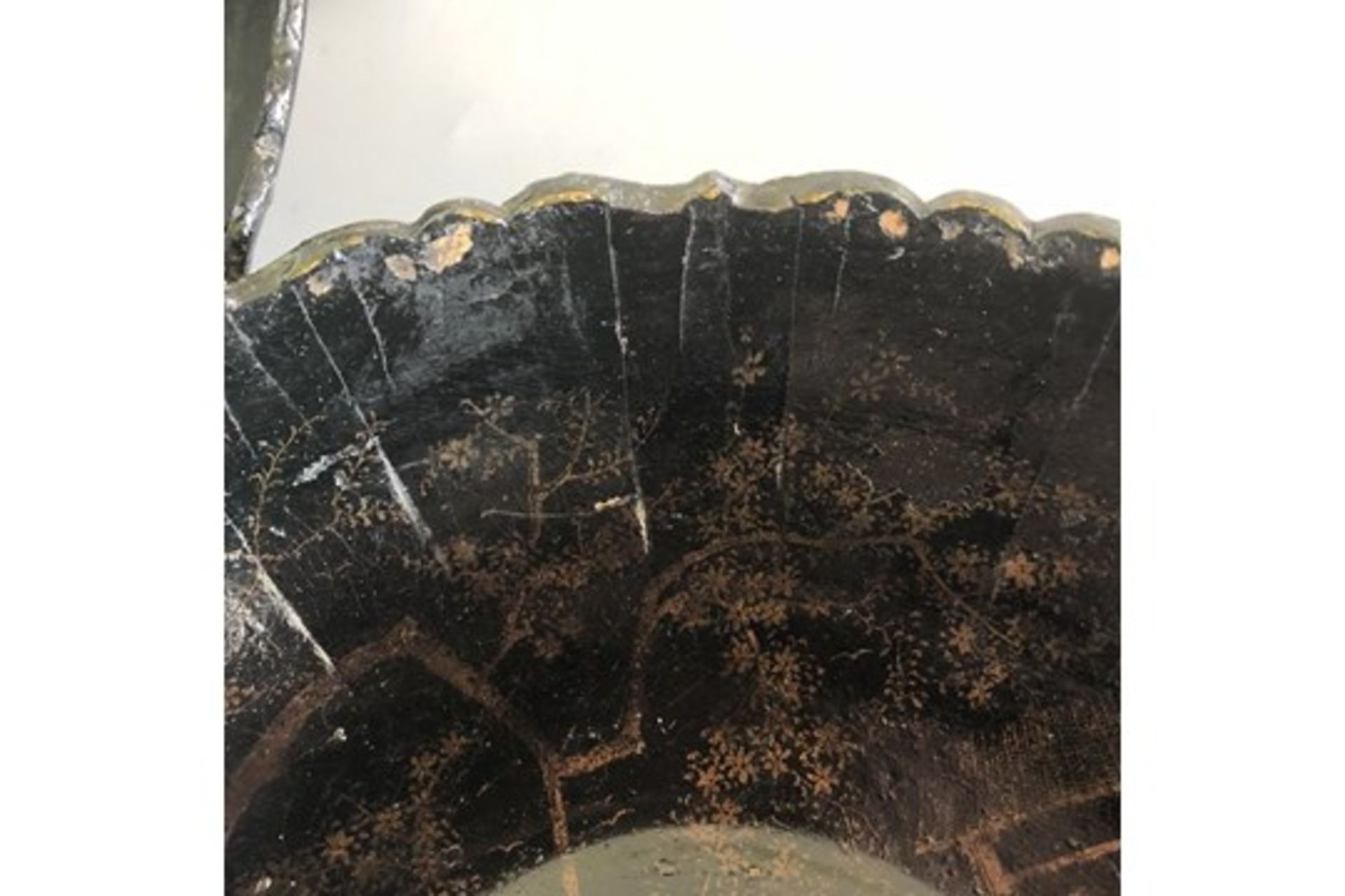 Group or Set of 3 antique black & gilt Japanese lacquered papier mache bowls. - Image 6 of 8