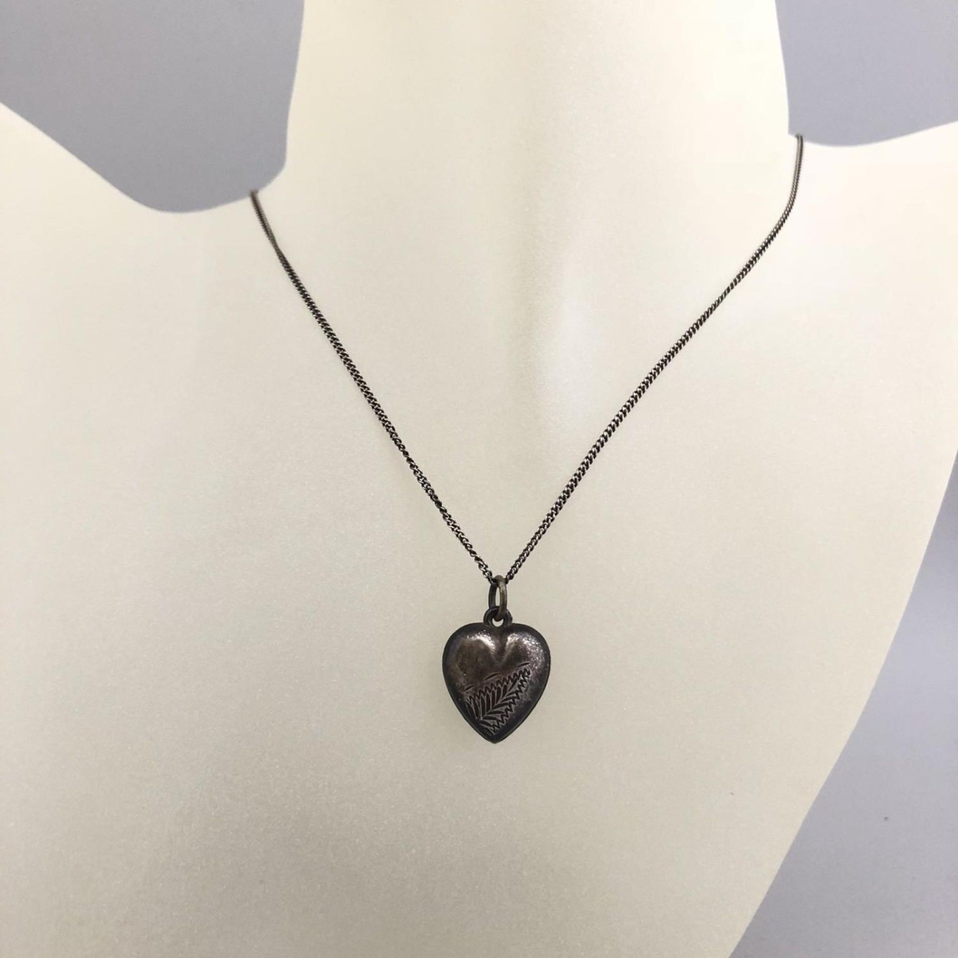 Sterling Silver Heart Pendant on a Long Chain Necklace - Image 2 of 3