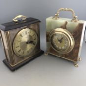 Two Retro Battery Powered Mantle Clocks - Onyx / Marble