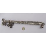 Antique Silver Rattle With Bells