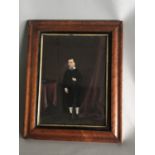 Antique Victorian 19th Century Naive Painting of a Child with a Shotgun