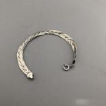 Vintage Italian Sterling Silver Stamped 925 Herringbone Bracelet