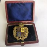 Antique Victorian 1837 - 1887 Jubilee Pin Brooch or Badge - Gilt and Enamel