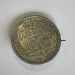 Silver Egyptian Coin Brooch - 1917 10 Piastres Egypt