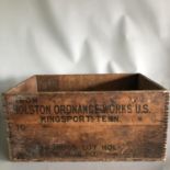 Vintage Military Holston Ordnance High Explosive Wooden Ammunition Box Crate
