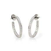 Cartier 18k White Gold Diamond Inside Out Hoop Earrings