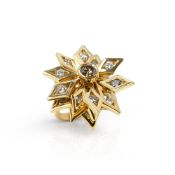 De Beers 18k Yellow Gold Fancy Brown & White Diamond Dress Ring