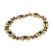 Fasoli 18k Yellow Gold Sapphire, Ruby & Diamond Bracelet