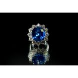 Gübelin Certified 16.42ct Ceylon Sapphire, VS1-2 3ct Brilliant cut natural Diamond ring