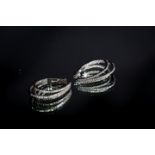 2.2ct VS1-2 Brilliant Cut Natural Diamond Triple horseshoe 18K White Gold Earrings