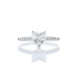 18ct White Gold Single Stone Heart Cut With Stone Set Shoulders Diamond Ring (1.00) 1.17