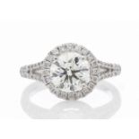 18ct White Gold Single Stone With Halo Setting Ring (1.64) 1.98