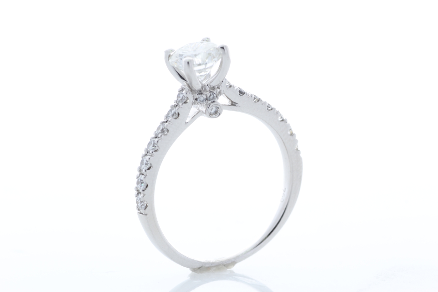 18ct White Gold Single Stone Prong Set With Stone Set Shoulders Diamond Ring (0.91) 1.29 - Image 5 of 7