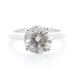 18ct White Gold Single Stone Claw Set Diamond Ring 3.01