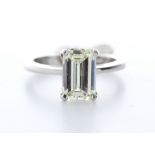 18ct White Gold Single Stone Emerald Cut Diamond Ring 2.01