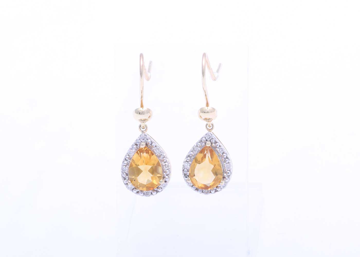 9ct Yellow Gold Citrine Diamond Earring 0.13 - Image 3 of 3