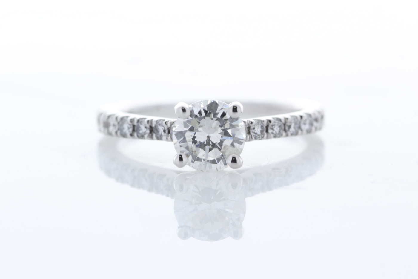 18ct White Gold Single Stone Prong Set With Stone Set Shoulders Diamond Ring (0.91) 1.29