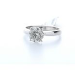 18ct White Gold Single Stone Claw Set Diamond Ring 2.10