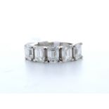 18ct White Gold Five Stone Emerald Cut Diamond Ring 3.50