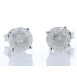 18ct White Gold Single Stone Prong Set Diamond Earring 2.67