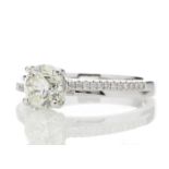 18ct White Gold Single Stone Claw Set With Stone Set Shoulders Diamond Ring (1.01) 1.11