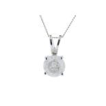 18ct White Gold Single Stone Prong Set Diamond Pendant 1.36