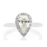 18ct White Gold Pear Cluster Claw Set Diamond Ring 1.21