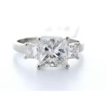 18ct White Gold Three Stone Claw Set Diamond Ring 2.62