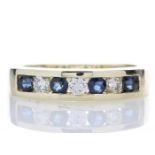 9ct Yellow Gold Channel Set Semi Eternity Diamond Ring 0.25 (Sapphire)