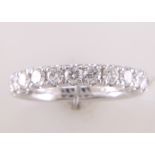 18ct White Gold Claw Set Semi Eternity Diamond Ring 1.06