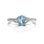 9ct White Gold Diamond And Blue Topaz Ring 0.01