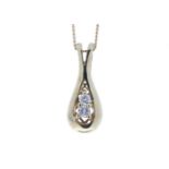 9ct Two Stone Claw Set Diamond Pendant 0.33