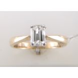 18ct Single Stone Emerald Cut Diamond Ring D SI3 0.72