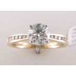 18ct Yellow Gold Single Stone Diamond Ring With Stone Set Shoulders (1.11) 1.28