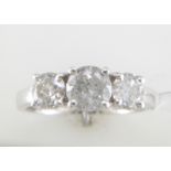 18ct White Gold Three Stone Claw Set Diamond Ring 2.00