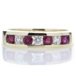 9ct Yellow Gold Channel Set Semi Eternity Diamond Ring 0.25 (Ruby)