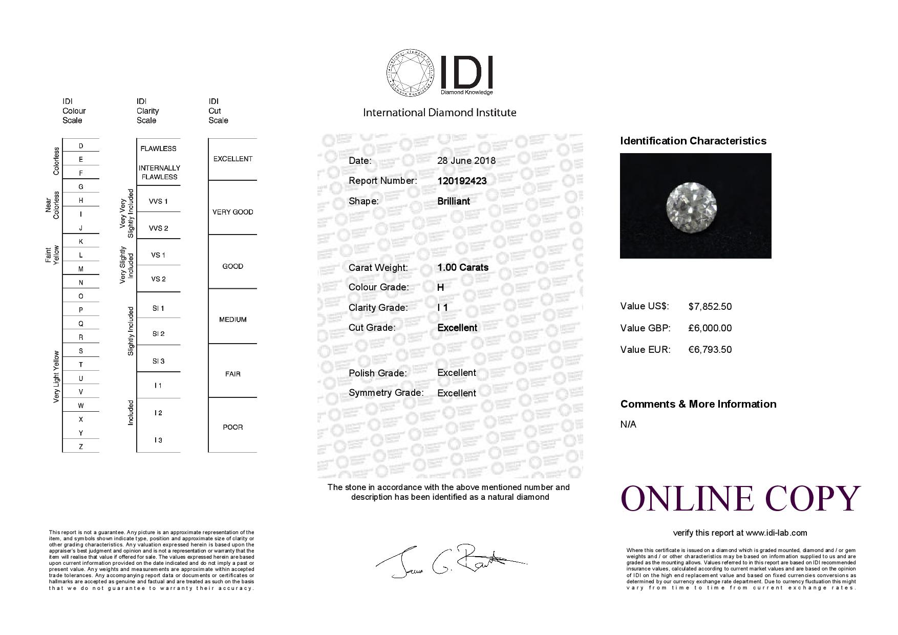 Loose Diamond 1.00 - Image 2 of 2