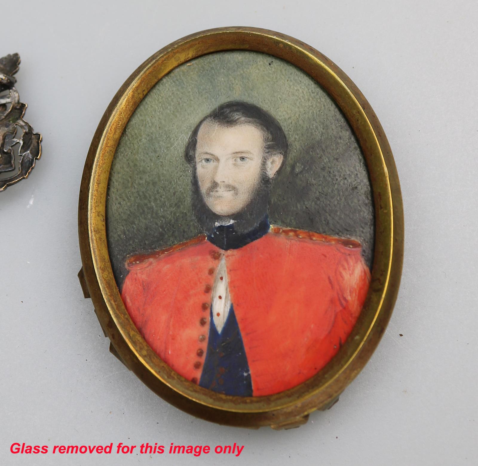 Antique Militaria Portrait Miniatures Military gentleman English School C.19thC - Image 2 of 4