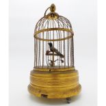Antique Musical Automaton Chirping Singing Bird & Cage Novelty by KG Circa 1910